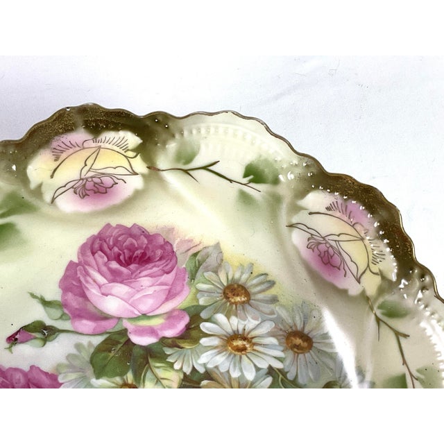 Ceramic Hand Painted Peonies and Daisies on Porcelain Bowl-Late 19th Century-Leuchtenburg,Germany For Sale - Image 7 of 12