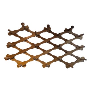 Vintage Wall-Mounted Coat Rack in Oak from the GDR, 1960s For Sale
