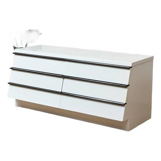Mid 20th Century White Lacquer Dresser With Black Trim For Sale
