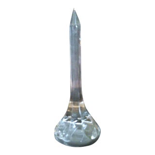 Crystal Golf Tee Paperweight by Val Saint Lambert Belgium Signed VTG For Sale