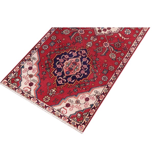 Shabby Chic Tabriz Red/Beige Wool Runner Rug- 3'0'' X 8'2'' | Chairish