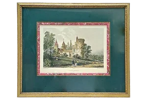 Late 19th Century Antique Normandy Chateau Engraving Print