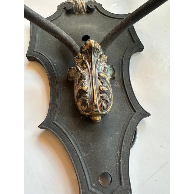 1920s Regency Style Iron Sconces -a Pair For Sale In Philadelphia - Image 6 of 10