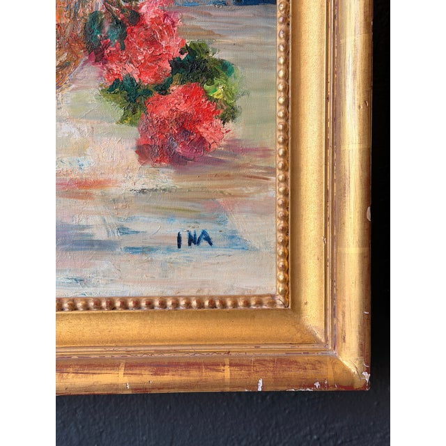 French Country Vintage Oil of Florals on Canvas For Sale - Image 3 of 4