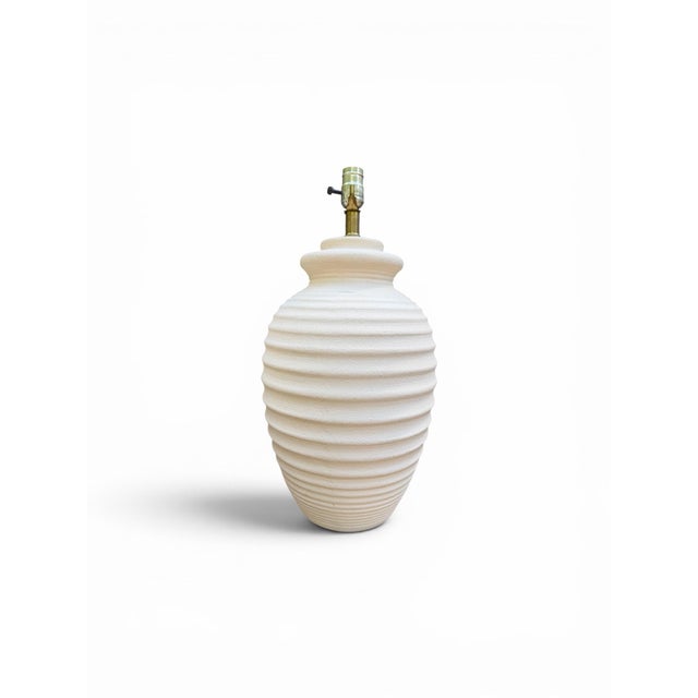 1980s Vintage Mar-Kel Postmodern Ribbed Plaster-Style Beehive Lamps - A Pair For Sale - Image 5 of 9