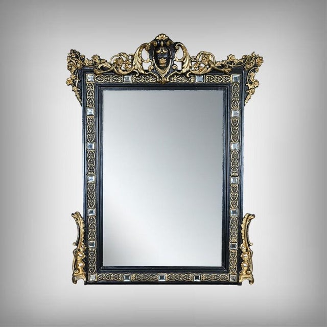 Antique Napoleon III Mirror with Pediment, 1800s For Sale - Image 15 of 15