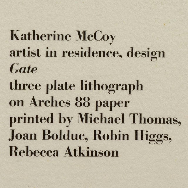 Paper Katherine McCoy Gate (The Cranbrook Anniversary Suite) 1982 Signed Lithograph 13 For Sale - Image 7 of 7