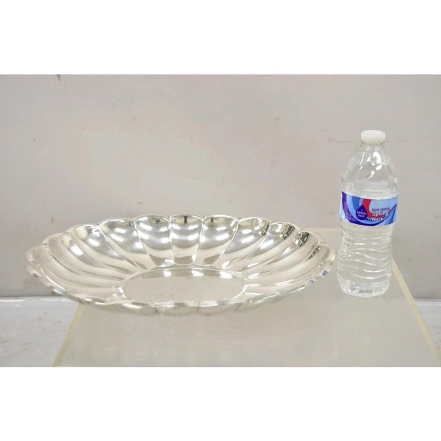 Vintage Regency Style Silver Plated Scalloped Oval Serving Platter Fruit Bowl For Sale - Image 9 of 9