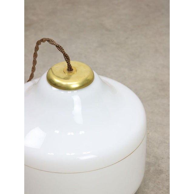 Mid-Century Italian Opaline and Brass Pendant Lamp For Sale - Image 13 of 14