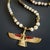 Contemporary Spiritual Guidance Faravahar Pendant White Beaded Necklace For Sale - Image 3 of 7