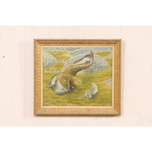 Swedish Painting of a Hawk W/Rabbit, 1950's For Sale In Atlanta - Image 6 of 12