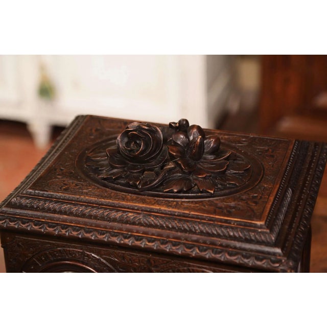 19th Century French Black Forest Walnut Cave À Liqueur With Gilt Crystal Service For Sale - Image 4 of 11