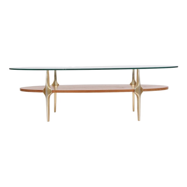 Italian Coffee Table in Metal with Oak and Glass, 1970s For Sale