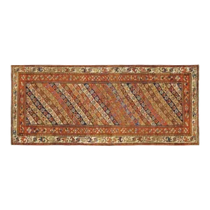 Antique Persian Kurd Rug, Runner Size, W/ Diagonal Stripes