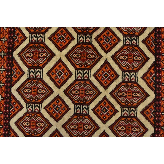 Ivory Baloch Rug 3’1” X 5’7” Ivory Wool Vintage Tribal Hand-Knotted Oriental Carpet For Sale - Image 8 of 12