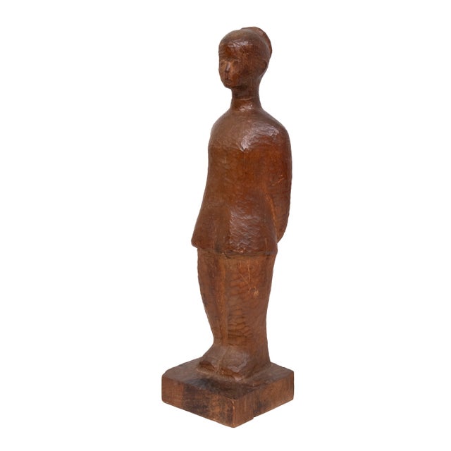 Hand-Carved Wooden Standing Girl, Holland, 1940s For Sale - Image 12 of 12