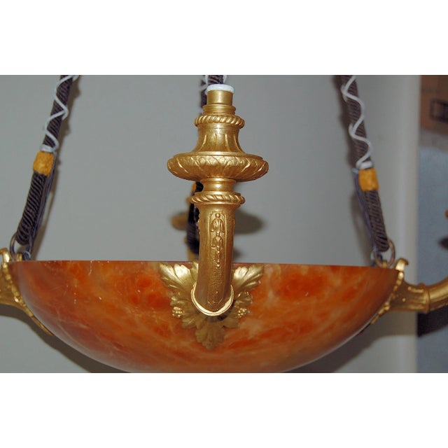 Antique Gilt Bronze and Alabaster Chandelier For Sale - Image 4 of 11