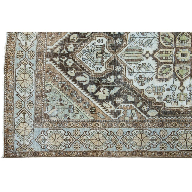 Antique Handmade Mahal Wool Rug With Rosette Design in Brown For Sale - Image 4 of 9