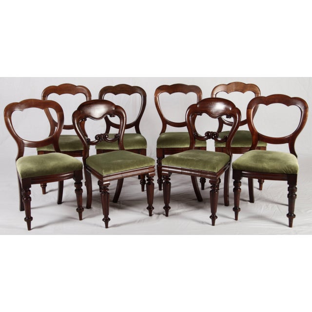 Antique Victorian Mahogany Chairs with Balloon Backs, 1840s, Set of 8 For Sale - Image 17 of 18