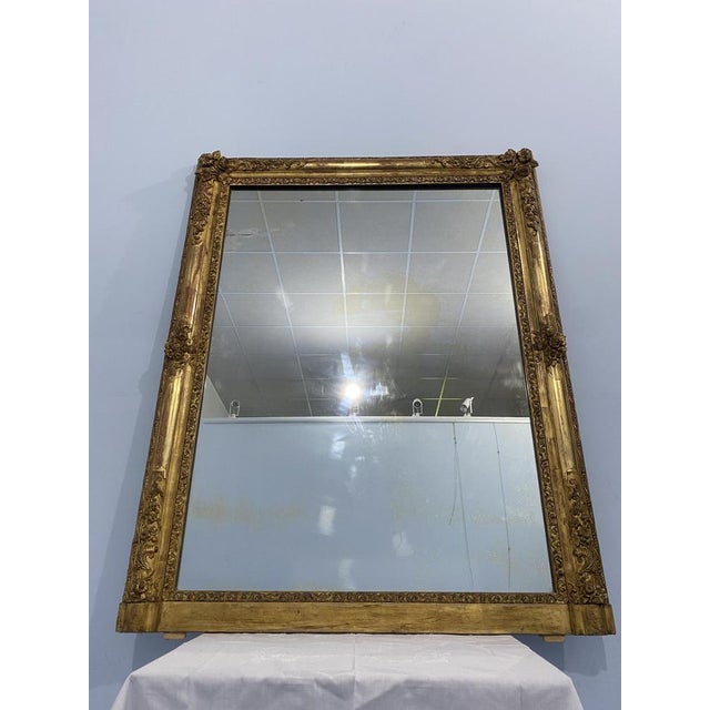 Antique French Napoleon Gold Leaf Mirror, 1870s For Sale - Image 3 of 16