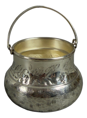 Small Bucket in 800 Silver with Vermeil Interior and Floral Theme