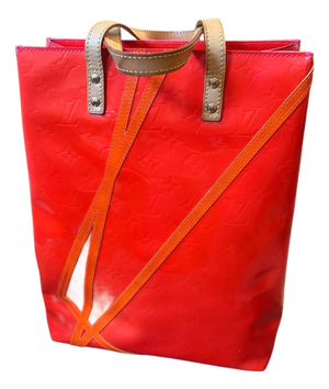 2002 Louis Vuitton Red Vernis Patent Leather Reade Tote Bag by Robert Wilson