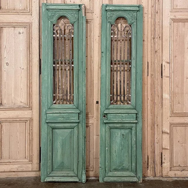 Pair 19th Century Exterior French Doors With Wrought Iron For Sale - Image 13 of 13