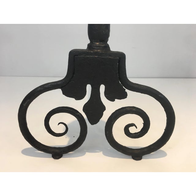 Wrought Iron Andirons, French, 18th Century - A Pair For Sale - Image 4 of 13