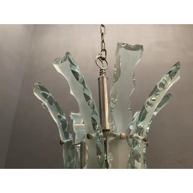 Zero Quattro Mid-Century Ice Cut Glass Chandelier by Zero Quattro For Sale - Image 4 of 10