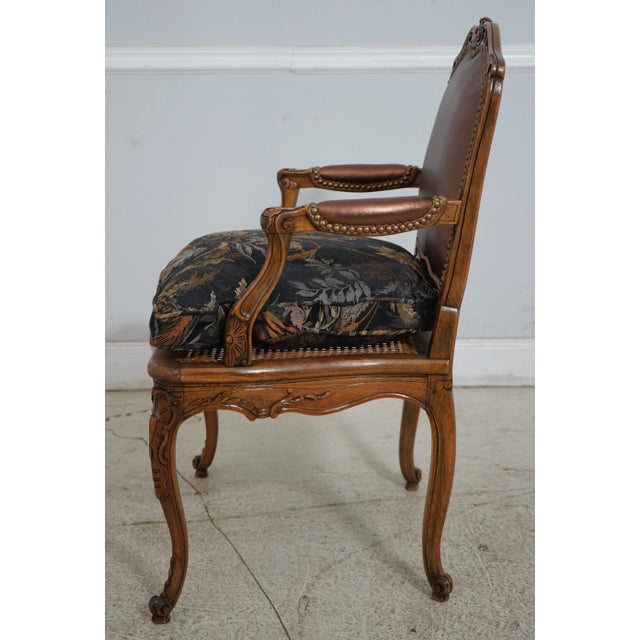 French Pair French Louis XV Newly Upholstered Armchairs For Sale - Image 3 of 12