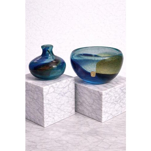 An exceptional and visually striking pair of handblown art glass vessels from the celebrated “Abstracta” series, designed...