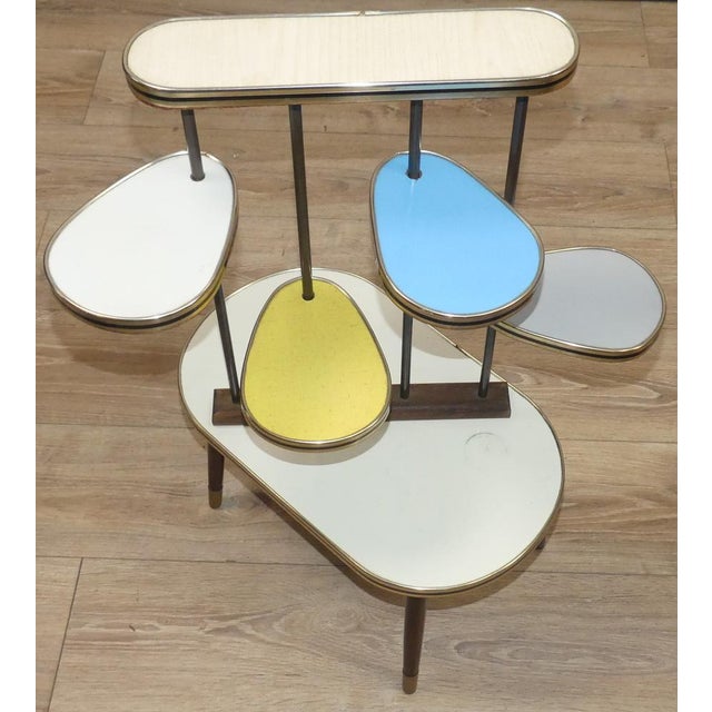 Mid-Century Modern Large Flower Stool with Colorful Brass Rods, 1950s For Sale - Image 3 of 15