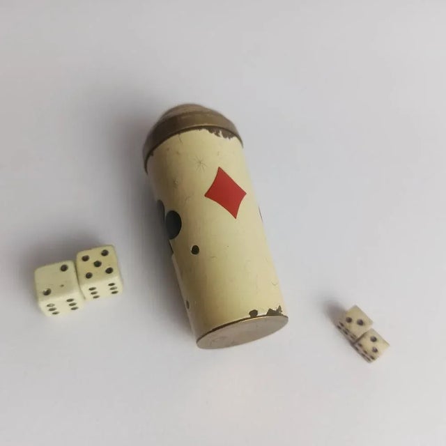 Mid-Century Cube Cup in Enamelled Copper with 4 Dice, Set of 5 For Sale - Image 5 of 9