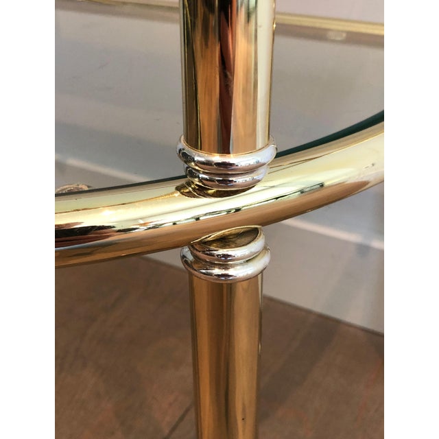 1970s Pair of round brass and silver side tables For Sale - Image 9 of 12