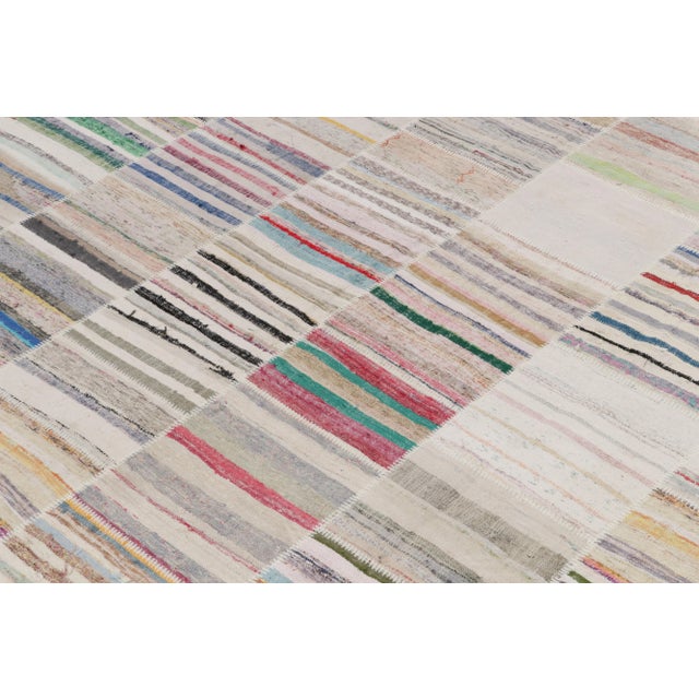 2010s Handwoven Modern Patchwork Kilim Rug in Multicolor Striation, by Rug & Kilim For Sale - Image 5 of 7