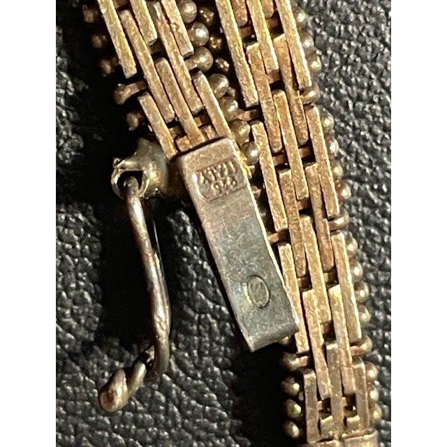 Metal MCM Italian Sterling Silver Textured Chevron Chain Necklace For Sale - Image 7 of 7