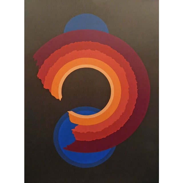 Jim Boutwell "Untitled" Orange&blue Hand Signed Art Serigraph Print For Sale - Image 4 of 6