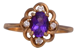 The Aveline: Amethyst and Diamond Ring in 14K Yellow Gold