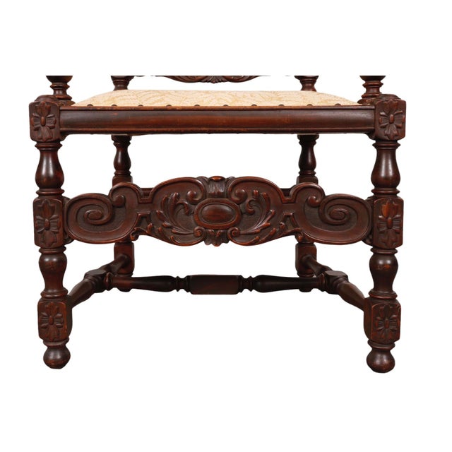 Brown Jacobean Cane Back Armchairs - A Pair For Sale - Image 8 of 12