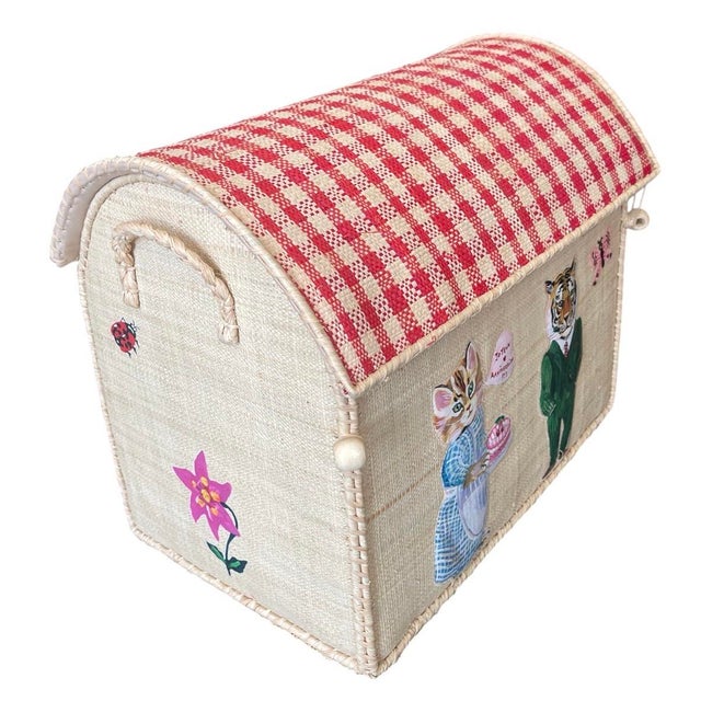French Country Vintage-Style Handcrafted Raffia Anthropomorphic Animal Toy Box & Storage Trunk For Sale - Image 3 of 9