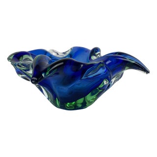 Blue and Green Murano Glass Ashtray, 1950s For Sale