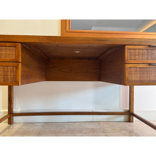 Crate & Barrel Crate and Barrel Solid Wood Desk With Caining and Matching Chair For Sale - Image 4 of 18