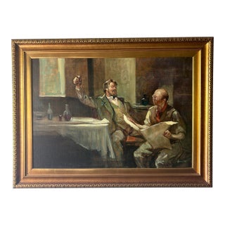 Vintage Italian Figurative Oil Painting by Giordano Giovanetti, 1950s For Sale