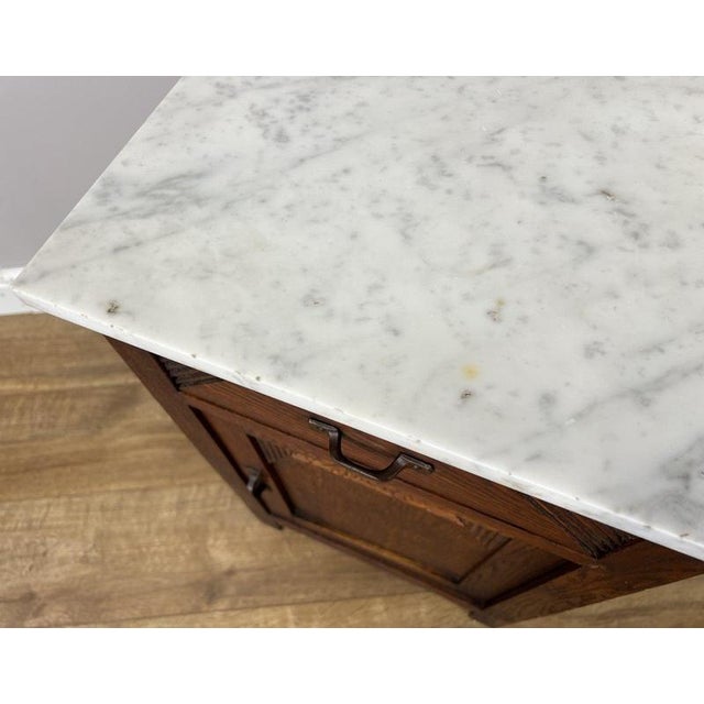 French Bedside Table with Marble Top For Sale - Image 9 of 12