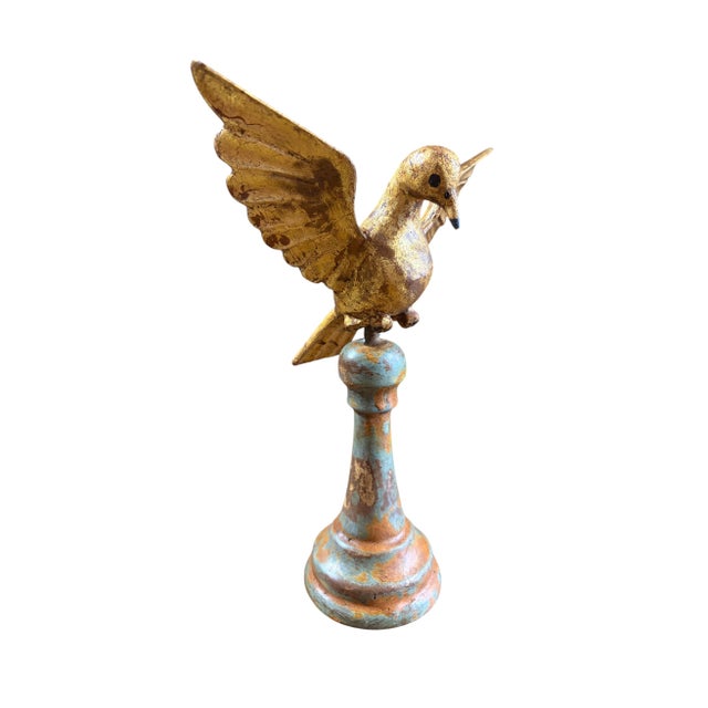 European Carved Wood Bird Sculpture on Finial 10.25" H For Sale - Image 4 of 7