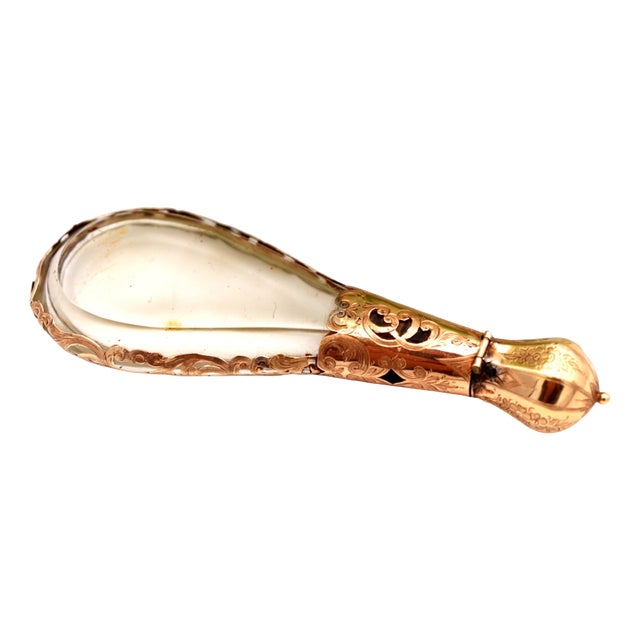 Glass Perfume Bottle with Gold Structure and Cutouts For Sale