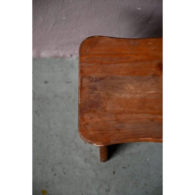 Wood Vintage Bohemian Wooden Farmhouse Stool, 1950s For Sale - Image 7 of 10