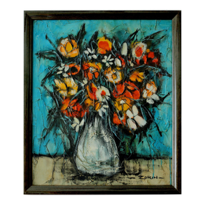 Zorin Still Life Flowers Vase Mid Century