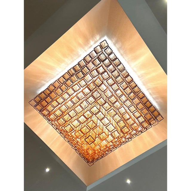 Contemporary Venetian Amber-Rosè Murano Glass Flush Mount by Simoeng for Simoeng For Sale - Image 3 of 6