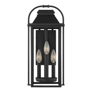 Sean Lavin by Visual Comfort Studio Wellsworth 3-Light Outdoor Small Lantern Sconce in Textured Black For Sale